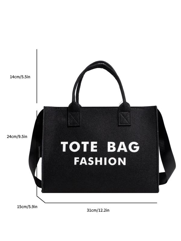 Fashion Letter Print Tote Bag, Large Capacity Shoulder Bag for Women & Girls, Casual Trendy Versatile High-quality Daily Commuting Bag, Girl Fashionable Shopping Bag, Purse Work Bags