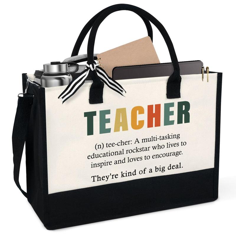 Gift For Teachers Back To School - Teacher Appreciation Gifts For Coworker, Birthday Teachers Day, Friendship, Thanksgiving Gifts,  Birthday Gift Ideas Teacher - 13oz Canvas Tote Bag With Zipper For Women