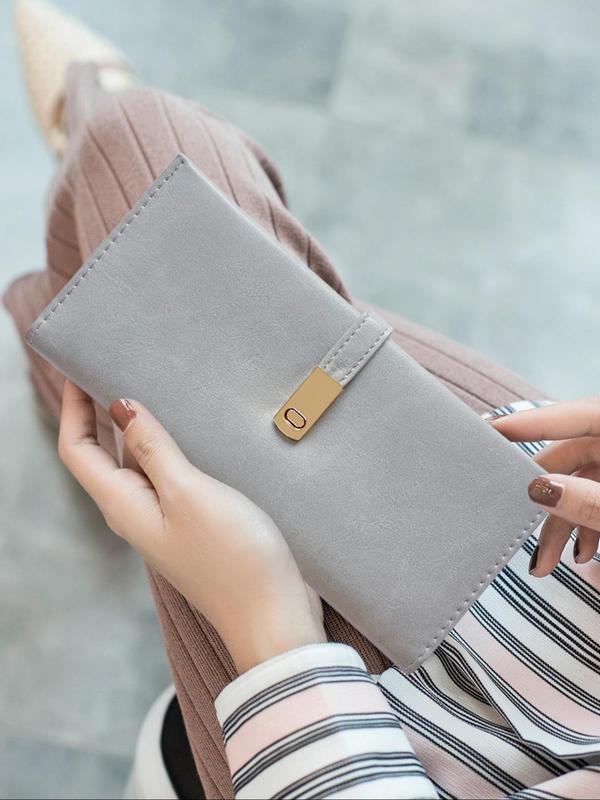 Women's Simple Style Plain Color Casual Long Wallet,  Vintage Trendy Versatile Wallet, Fashionable Wallet for Daily Use