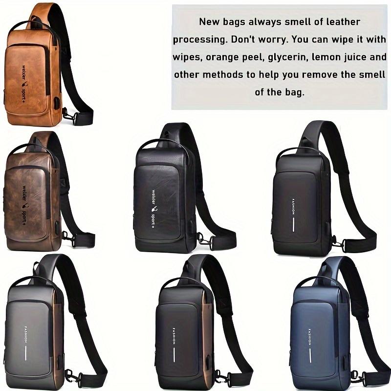 WEIXIER Man Bag - Single Shoulder Sports Slanting Chest Backpack with USB Charging Port & Anti-theft Feature - For Men - Suitable for Travel, Hiking & Daily Use - Ideal Gift for Outdoor Enthusiasts