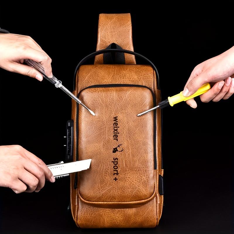 WEIXIER Man Bag - Single Shoulder Sports Slanting Chest Backpack with USB Charging Port & Anti-theft Feature - For Men - Suitable for Travel, Hiking & Daily Use - Ideal Gift for Outdoor Enthusiasts