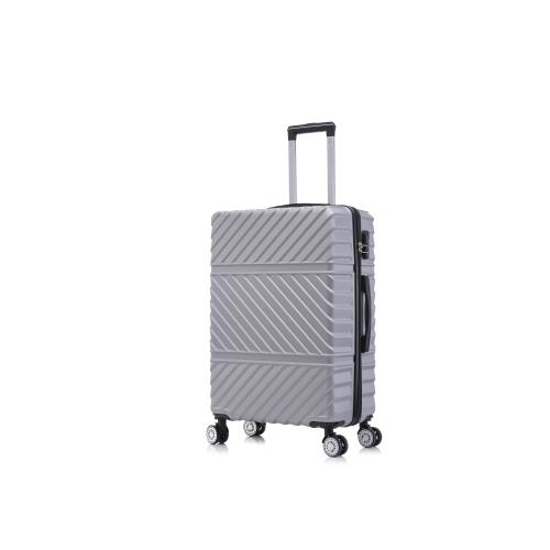 3-piece Travel Lightweight Suitcase with Wheels, Password Lock, Business and Travel Carry on Luggage, Silver Gray (20 inches 24 inches 28 inches)