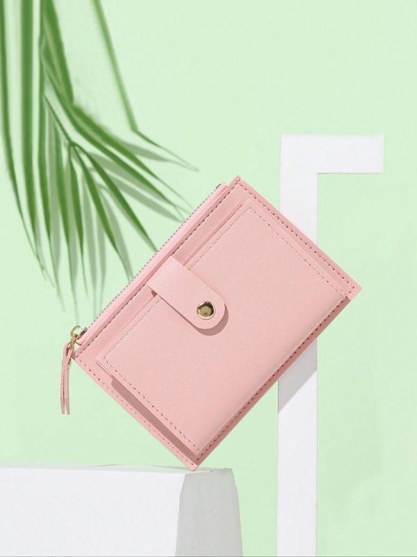 Women's Fashionable Plain Pu Leather Zipper Short Wallet, Casual Versatile Card Holder, with Card Slots for Women, Casual Trendy Versatile High-quality Daily Wallet