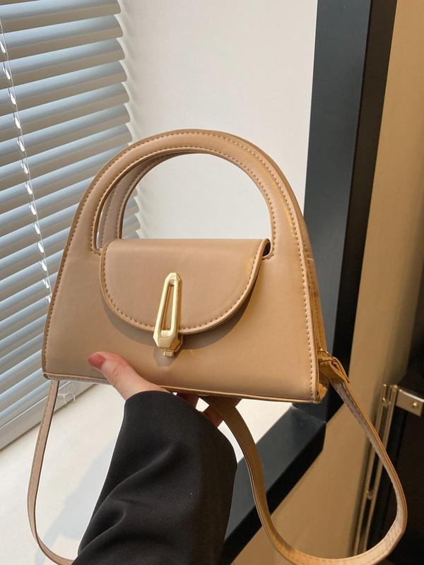 Women's Elegant Solid Color Handbag, Fashionable Buckle Decorated Shoulder Bag for Daily Used, Casual Trendy Versatile High-quality Daily Commuting Bag, Girl Fashionable Shopping Bag