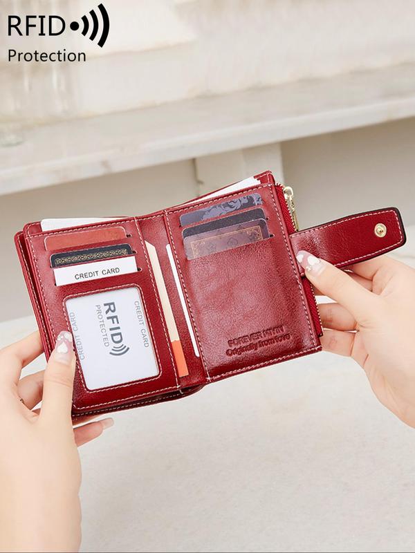 Women's Simple Style Plain Color Card Holder Wallet, Casual Trendy Pu Leather Versatile Short Wallet, Fashionable Wallet for Daily Use