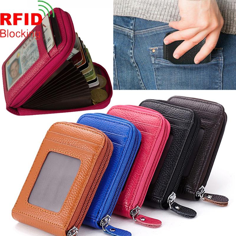 RFID Blocking PU Leather Credit Card Holder Minimalist Pocket Money Purse Organizer Compact Size Business Card Case For Women Men