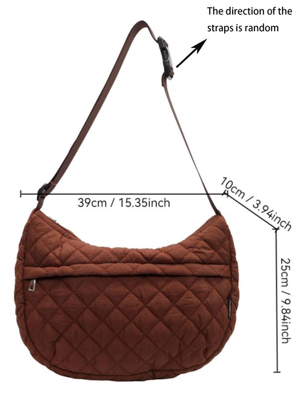 Women's Solid Color Quilted Hobo Bag, Fashionable Lightweight Shoulder Bag for Work & Commute, Casual Trendy Versatile High-quality Daily Commuting Bag