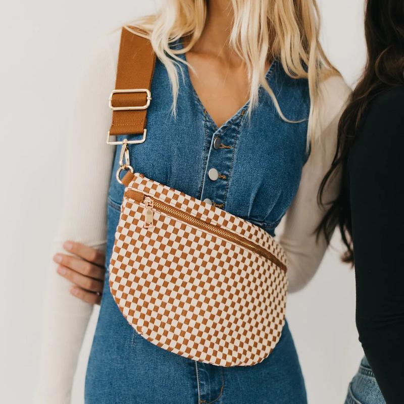 Woven Westlyn Bum Bag - Checkered Brown