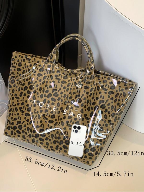 Fashion Leopard Pattern Tote Bag, Lightweight Large Capacity Shoulder Bag for Women, Casual Trendy Versatile High-quality Daily Commuting Bag, Girl Fashionable Shopping Bag