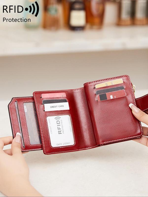 Women's Simple Style Plain Color Card Holder Wallet, Casual Trendy Pu Leather Versatile Short Wallet, Fashionable Wallet for Daily Use