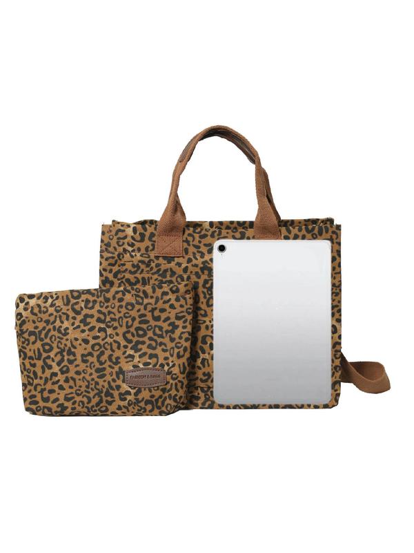 Women's Fashion Leopard Pattern Tote Bag & Clutch Bag, Casual Versatile Shoulder Bag & Clutch Bag, Trendy All-match Bag Set for Daily Use