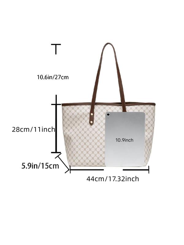 Women's Elegant All Over Print Tote Bag, Fashionable Large Capacity Shoulder Bag for Daily Used, Casual Trendy Versatile High-quality Daily Commuting Bag