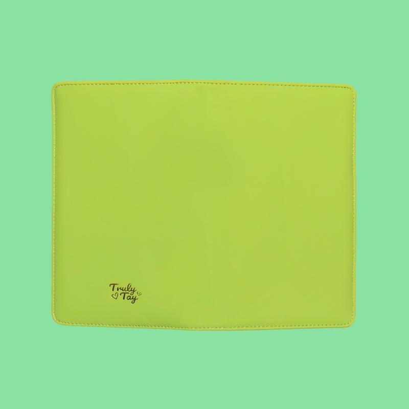 Green Server Book with Magnetic Wallet, Coin Pouch, Card Holder, Calculator, Pen Holder and Pockets