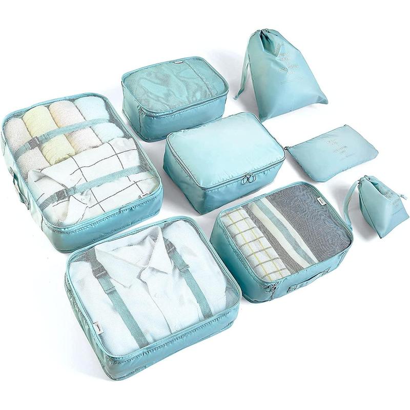 8 Set Packing Cubes for Suitcases Travel Luggage Packing Organizers,Travel Essentials Luggage Organizer for Travel Accessories Shoe Bag Tioletry Bag Laundry Bag…