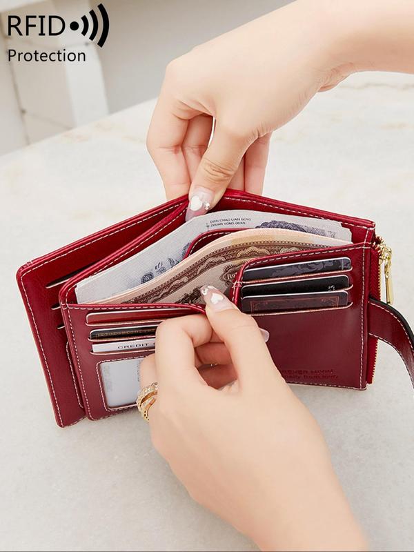 Women's Simple Style Plain Color Card Holder Wallet, Casual Trendy Pu Leather Versatile Short Wallet, Fashionable Wallet for Daily Use