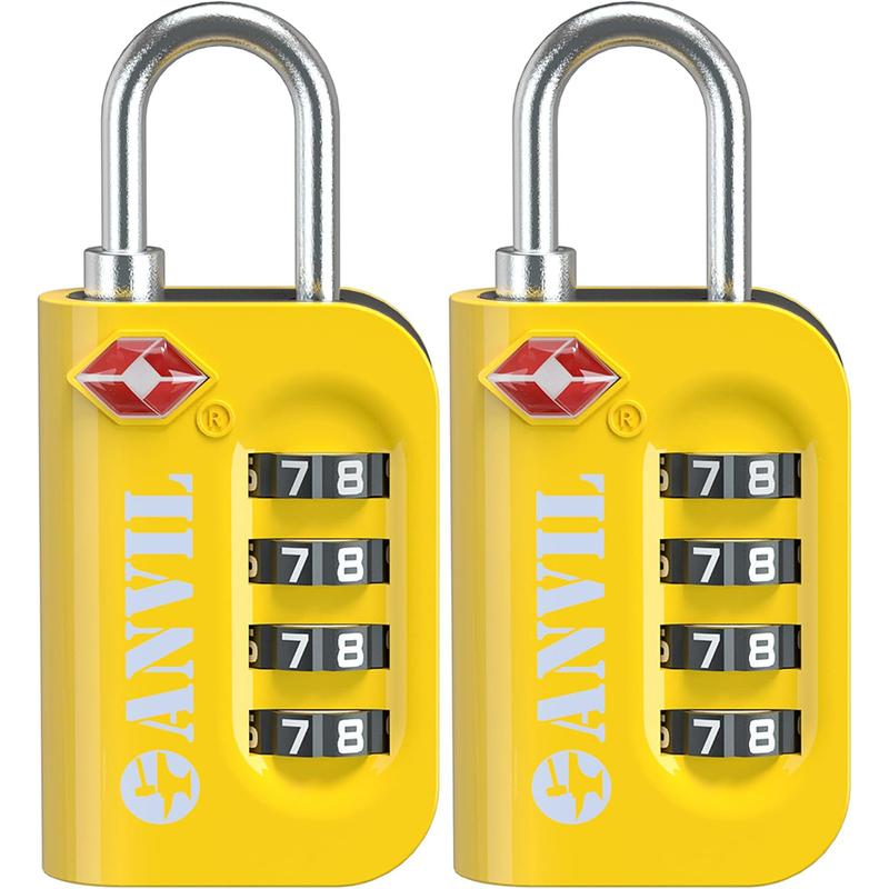 ANVIL TSA Approved Luggage Lock - 4 Digit Combination, 10,000 Combinations, Easy-Read Password Window, Travel Lock for Suitcases, Backpacks, Gym & Student Lockers, Baggage