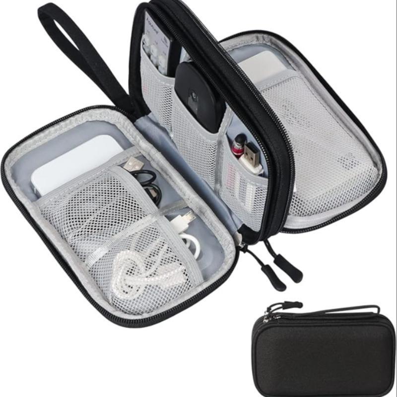 Electronic Storage Bag, 1 Count Waterproof Travel Cable Multi-grid Cable Organizer, Double Layer Accessories Storage Bag for Home Office Travel