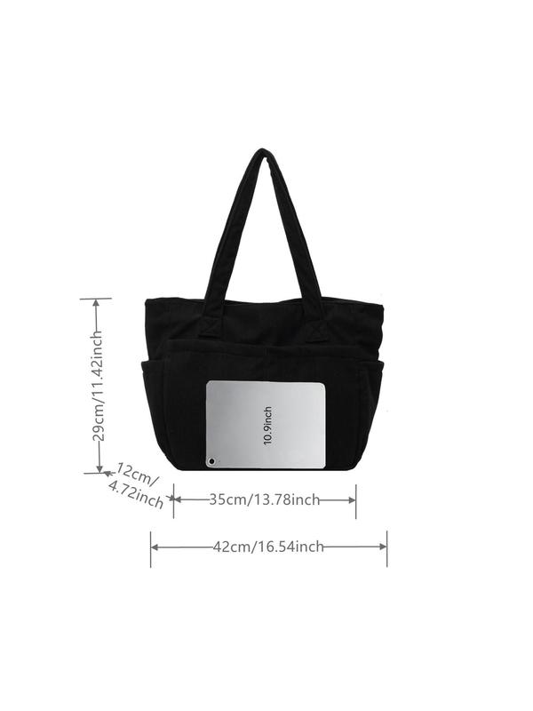 Women's Solid Color Tote Bag, Fashionable Large Capacity Shoulder Bag for Daily Commute, Casual Trendy Versatile High-quality Daily Commuting Bag