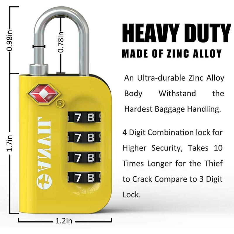 ANVIL TSA Approved Luggage Lock - 4 Digit Combination, 10,000 Combinations, Easy-Read Password Window, Travel Lock for Suitcases, Backpacks, Gym & Student Lockers, Baggage