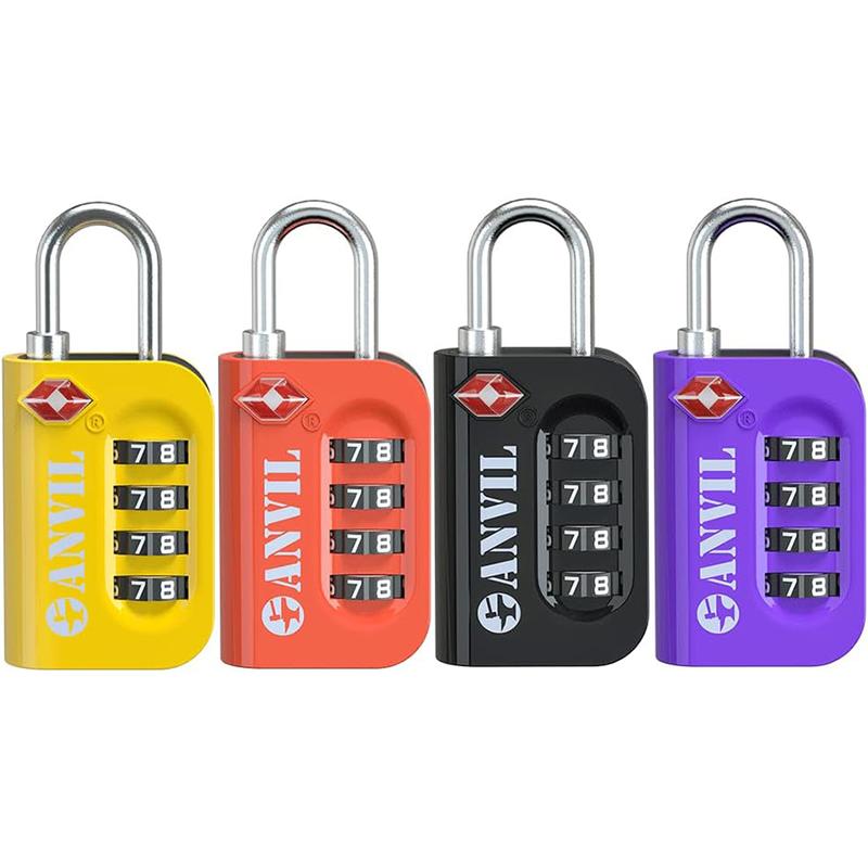 ANVIL TSA Approved Luggage Lock - 4 Digit Combination, 10,000 Combinations, Easy-Read Password Window, Travel Lock for Suitcases, Backpacks, Gym & Student Lockers, Baggage