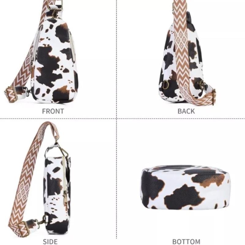 Sling Crossbody Cow Print Bag Women Chest Purse Fanny Pack Shoulder Backpack