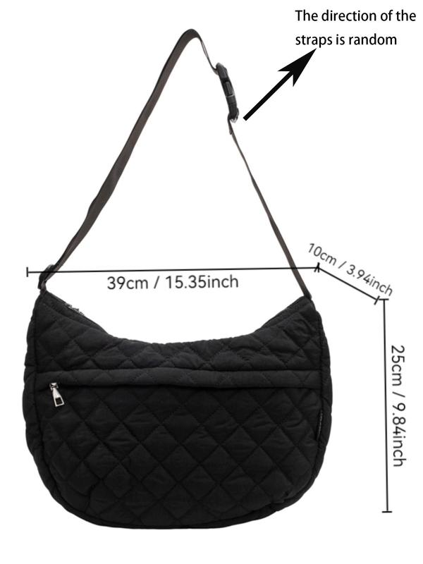 Women's Solid Color Quilted Hobo Bag, Fashionable Lightweight Shoulder Bag for Work & Commute, Casual Trendy Versatile High-quality Daily Commuting Bag