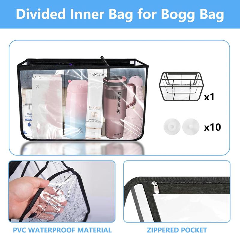 Clear Beach Bag Organizer Original Accessories for Bogg Bag X Large Storage Bag Suitable for BOGG BAG Organizing Your Bag and Divide Space, Black