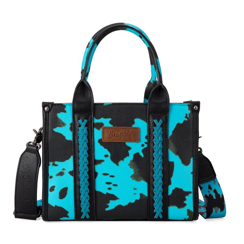 Wrangler -- Concealed Carry Moo Moo Cow Print Tote Handbag - Large Capacity Tote with Zipper for Phones, Cosmetics, Keys, Purses