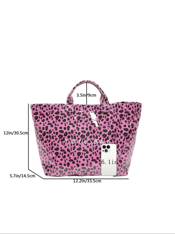 Fashion Leopard Pattern Tote Bag, Lightweight Large Capacity Shoulder Bag for Women, Casual Trendy Versatile High-quality Daily Commuting Bag, Girl Fashionable Shopping Bag