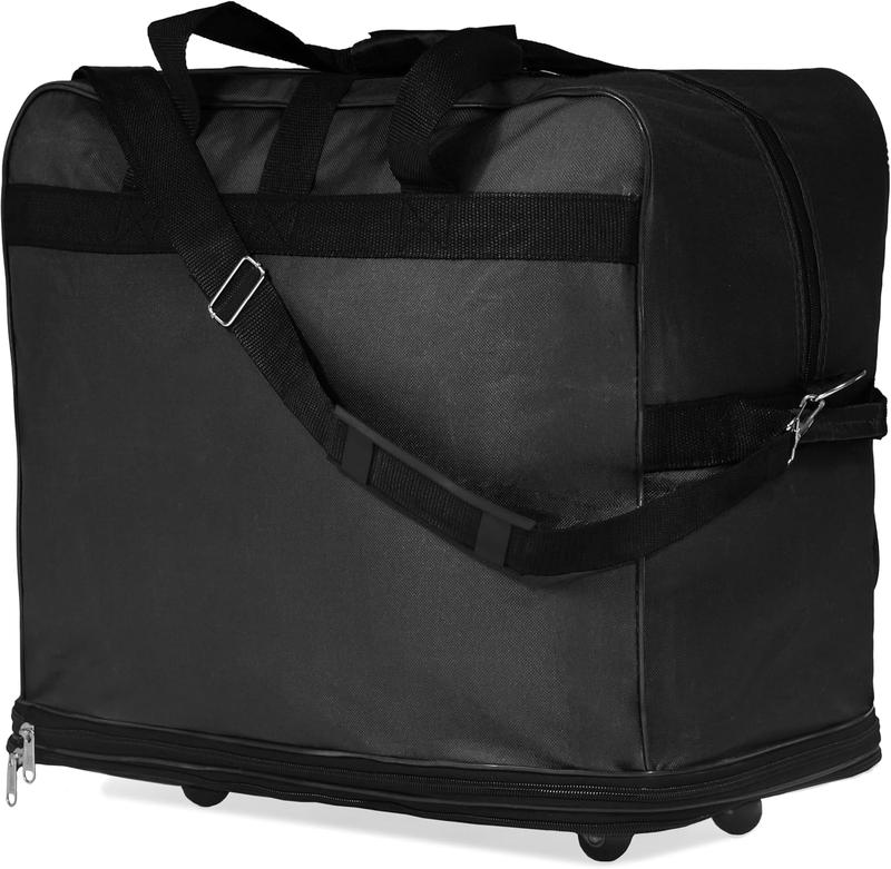 Pack of 2 Black Rolling Wheeled Expandable Duffle Bag Spinner Suitcase - 36