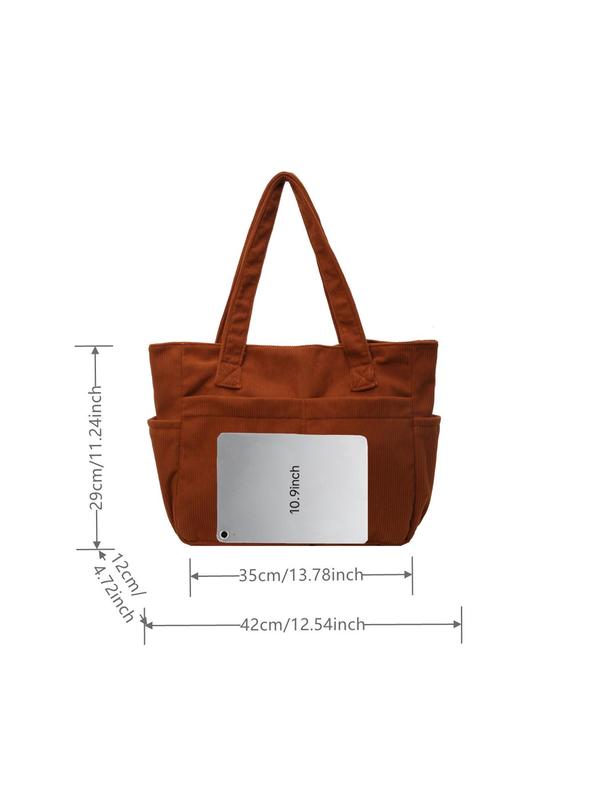 Women's Solid Color Tote Bag, Fashionable Large Capacity Shoulder Bag for Daily Commute, Casual Trendy Versatile High-quality Daily Commuting Bag