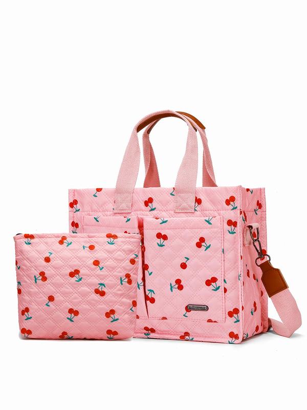 Creative Leopard Print Tote Bag Set, Large Capacity Waterproof Printed Multi-pocket Shoulder Bag & Handbag, Casual Computer Bag & Student Storage Bag,  Everyday Bags