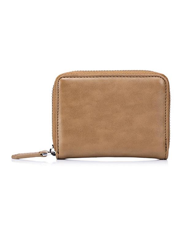 Genuine Leather Women's Solid Color Zipper Coin Purse, Simple Design Plain Coin Purse, Fashionable Small Wallet for Daily Use