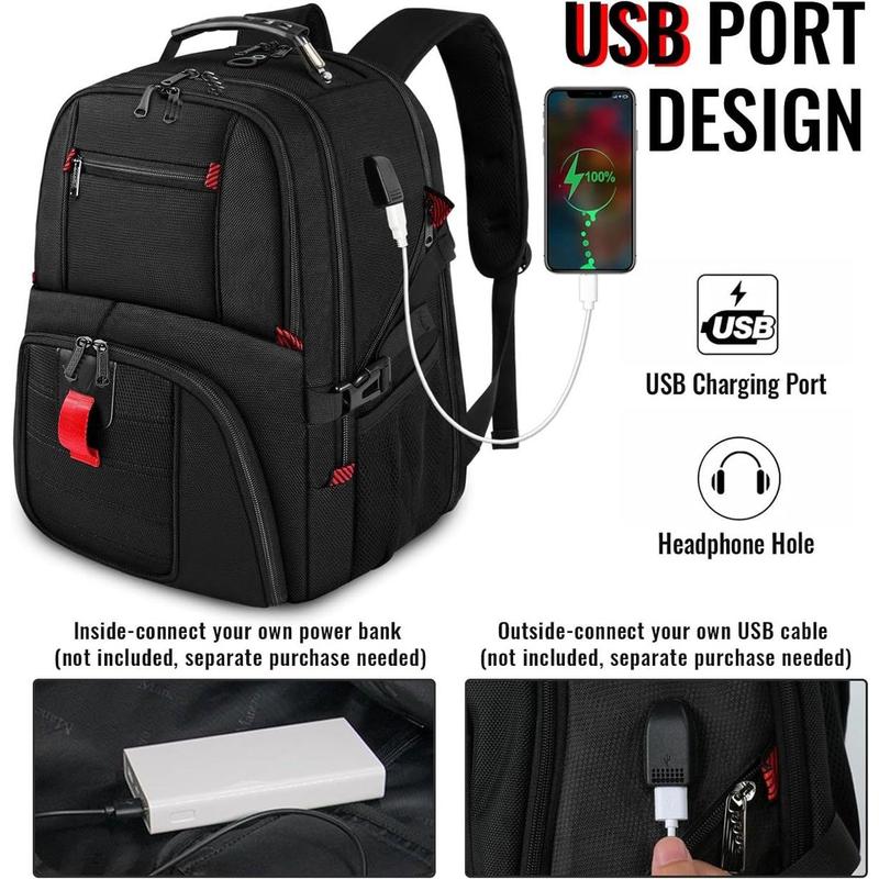 Travel Backpack, Extra Large 50L Laptop Backpacks for Men Women, Water Resistant College Backpack Airline Approved Business Bag with USB Charging Port Fits 17 Inch Computer