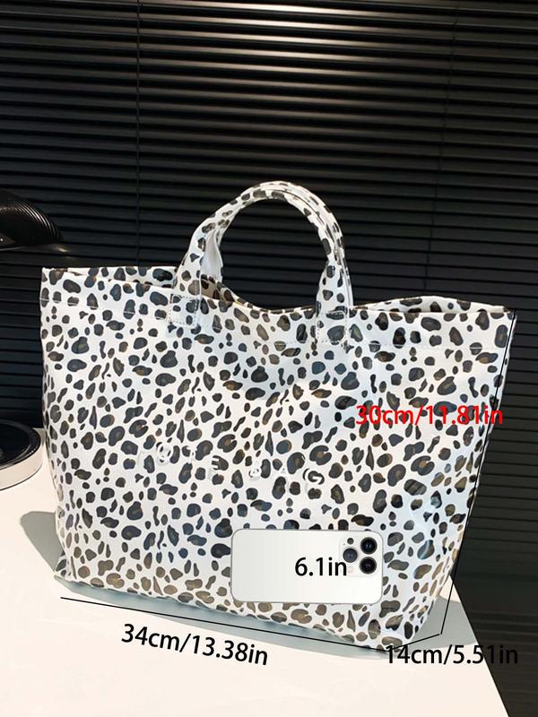 Fashion Leopard Pattern Tote Bag, Lightweight Large Capacity Shoulder Bag for Women, Casual Trendy Versatile High-quality Daily Commuting Bag, Girl Fashionable Shopping Bag