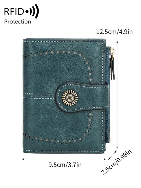 Women's Elegant Plain Color Short Wallet, 2024 New Style Fashionable PU Leather Coin Purse, Multi-functional Card Holder, Perfect Daily Use Souvenir