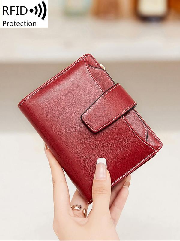 Women's Simple Style Plain Color Card Holder Wallet, Casual Trendy Pu Leather Versatile Short Wallet, Fashionable Wallet for Daily Use