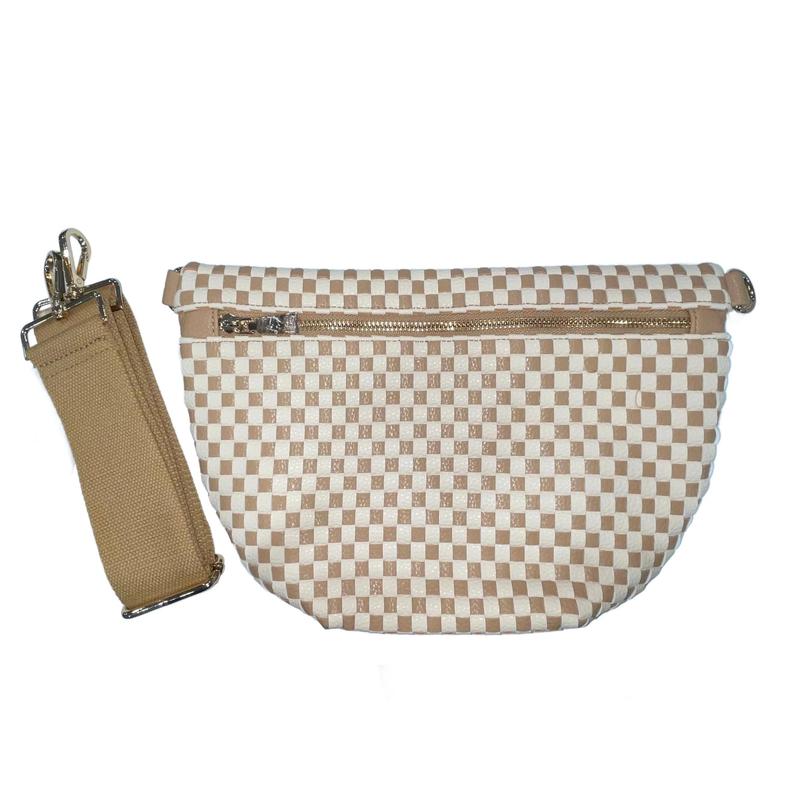 Woven Westlyn Bum Bag - Checkered Brown