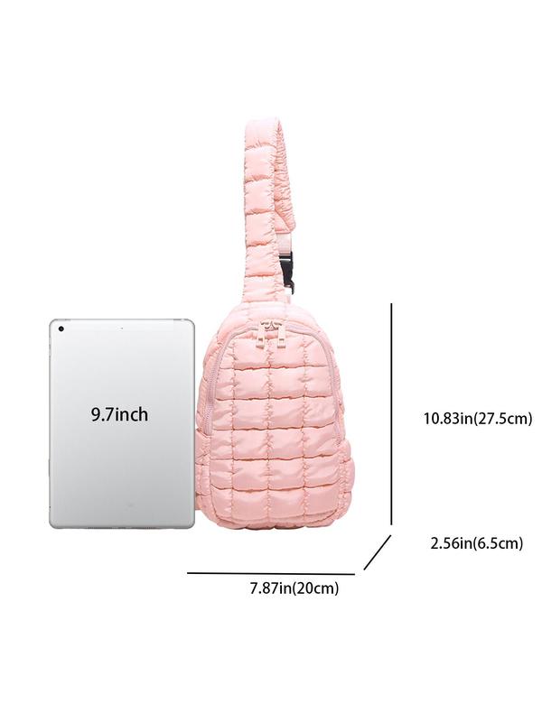 Women's Solid Quilted Fanny Pack, Fashionable Large Capacity Chest Bag for Daily Used, Casual Trendy Versatile High-quality Daily Commuting Bag