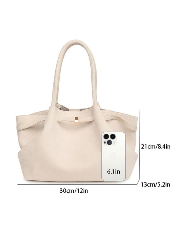 Women's Solid Color Suede Tote Bag, Fashionable Large Capacity Shoulder Bag for Daily Life, Casual Trendy Versatile Commuting Bag for Women & Girls