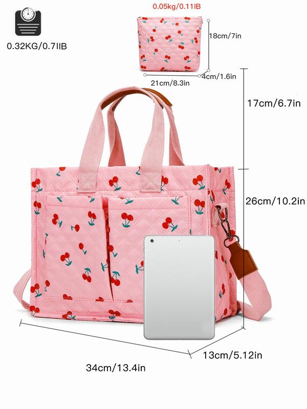 Creative Leopard Print Tote Bag Set, Large Capacity Waterproof Printed Multi-pocket Shoulder Bag & Handbag, Casual Computer Bag & Student Storage Bag,  Everyday Bags