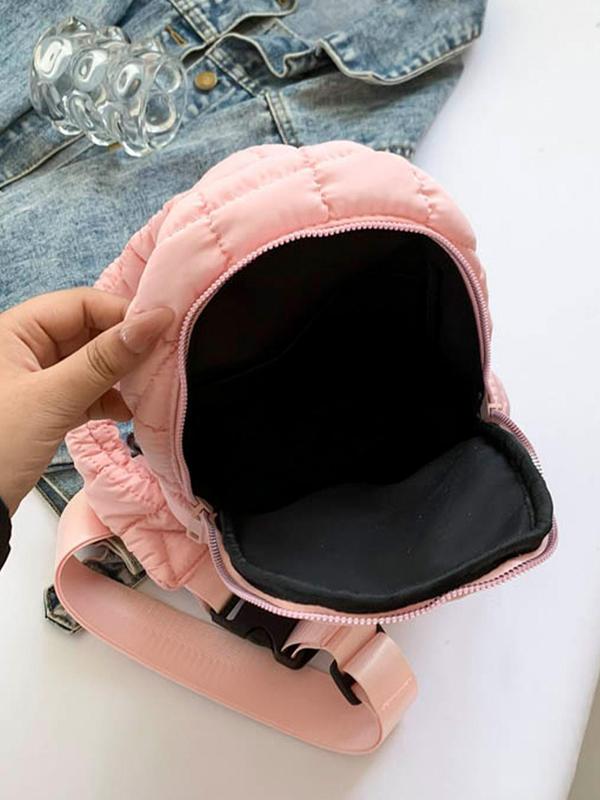 Women's Solid Quilted Fanny Pack, Fashionable Large Capacity Chest Bag for Daily Used, Casual Trendy Versatile High-quality Daily Commuting Bag