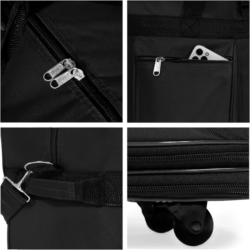 Pack of 2 Black Rolling Wheeled Expandable Duffle Bag Spinner Suitcase - 36