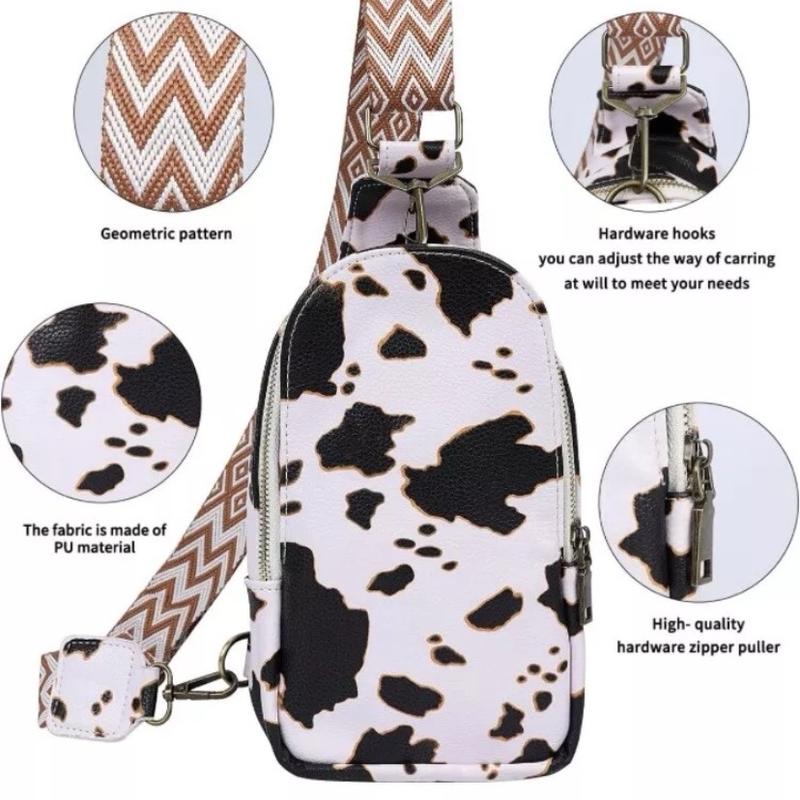 Sling Crossbody Cow Print Bag Women Chest Purse Fanny Pack Shoulder Backpack