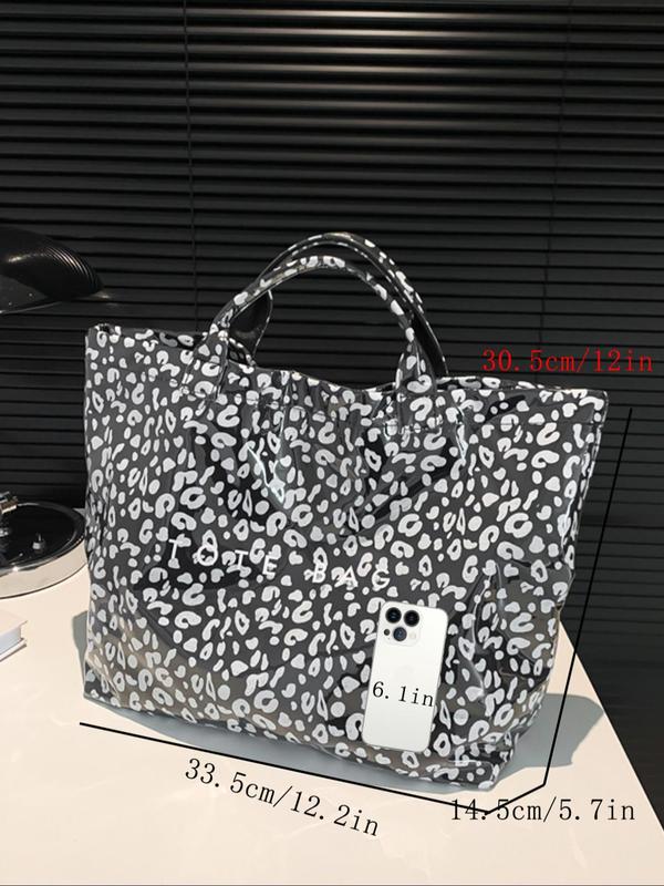 Fashion Leopard Pattern Tote Bag, Lightweight Large Capacity Shoulder Bag for Women, Casual Trendy Versatile High-quality Daily Commuting Bag, Girl Fashionable Shopping Bag