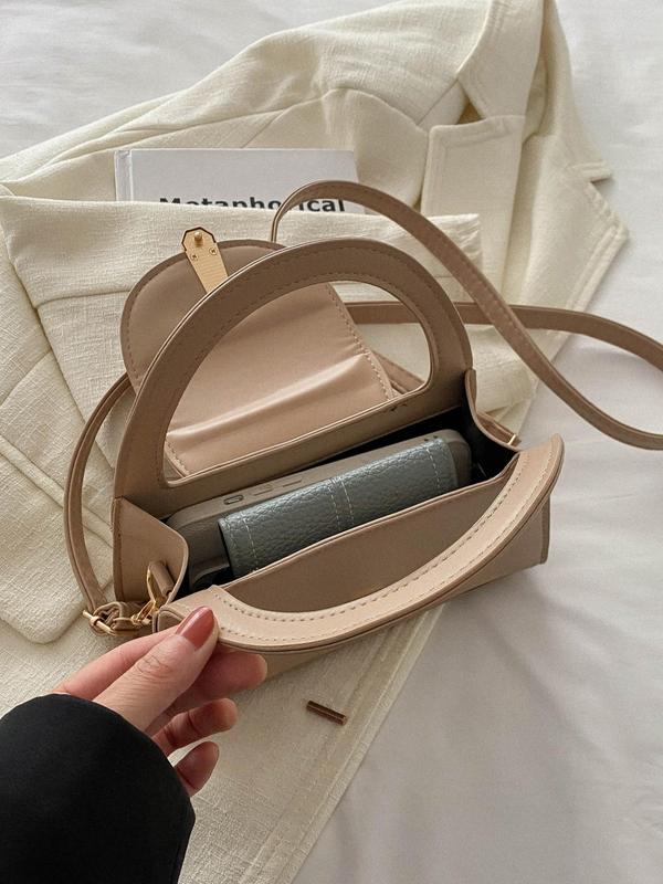 Women's Elegant Solid Color Handbag, Fashionable Buckle Decorated Shoulder Bag for Daily Used, Casual Trendy Versatile High-quality Daily Commuting Bag, Girl Fashionable Shopping Bag