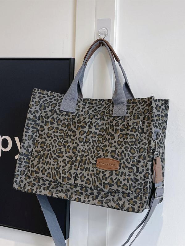 Women's Fashion Leopard Pattern Tote Bag & Clutch Bag, Casual Versatile Shoulder Bag & Clutch Bag, Trendy All-match Bag Set for Daily Use