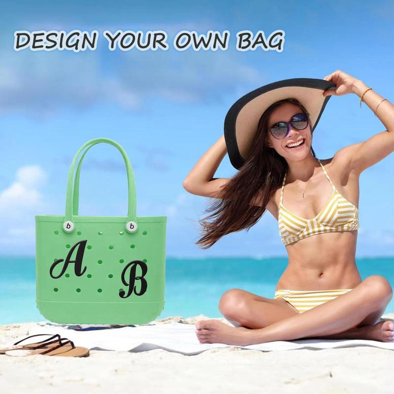 3PCS Bag Charms for Beach Bag Accessories Decorative Beach Bag Charms Insert Alphabet Lettering for Beach Tote Rubber Beach Bag