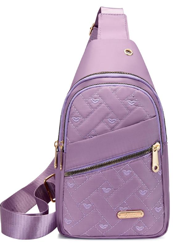 Women's Fashion Quilted Fanny Pack, Casual Heart Pattern Sling Bag for Summer Daily Used, Trendy All-match Work Bag for Women