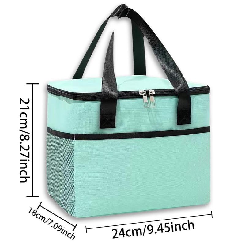 Letter & Flower Pattern Bento Bag, 1 Count Reusable Lunch Bag, Durable Thermal Food Container, Reusable Canvas Handbag for Students, Office Worker